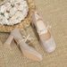 Women's Shoes Casual Business Wedding Party Pearl Bow Thick Heel Non Tiring Shoes Xiuhe Wedding Dress Two Way Wedding Shoes Women's Shoes_vogvips.com