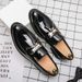 New Fashion Men's Brown Business Casual Loafer Shoes Daily Office Black Buckle Monk Men's Shoes One Foot Cover Banquet Dress Wedding Leather Shoes_vogvips.com