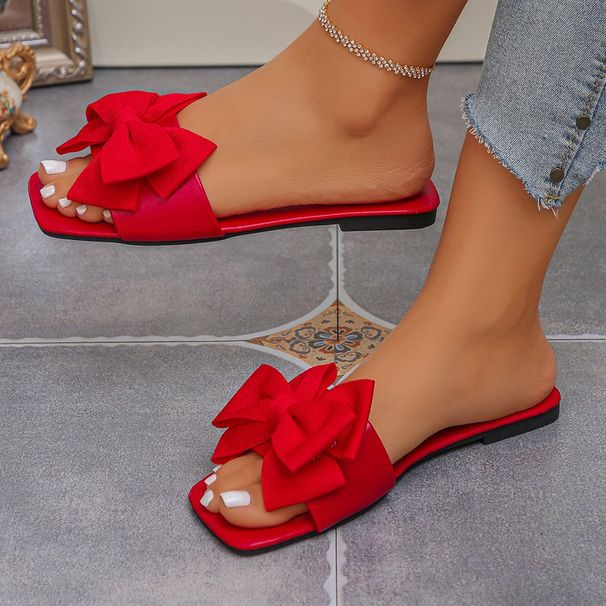 Flats Flat Casual Beach Slippers Summer Fashion Bow Tie Sandals Lightweight Outdoor Shoes For Slides Women_vogvips.com