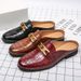 100% Genuine Leather Men’s Half For Men Mules Casual Designer Shoes Fashion Loafers Luxury Black Slippers 2022_vogvips.com