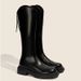 Versatile Winter New Slimming V-Cut Knight Mid-High Long Over-the-Knee Thick Sole Chunky Heel High Tube Boots For Women_vogvips.com