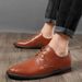 Men's Round Head Shoes Front Lace-up Low Heel Men's Top Casual Leather Shoes Work Men's Shoes_vogvips.com