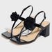 Factory Direct Sale Foreign Trade Women's High-heeled Black Rose Toe-strap Square-toed Chunky Heel Mirror Fabric Sandals_vogvips.com