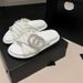 Small C Fragrance Brand Style Flat For Women Cross Strap Quilted Magic Tape Height Increasing One-Word Slippers San_vogvips.com