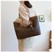 Women's Office Chic Combo Tote Bag & Square-Toe Heels Set Large Capacity Work Bag With Slim Stiletto Sandals In Silver Gold Khaki Red_vogvips.com