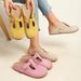 Women's T-Strap Buckle Closed Toe Mules, Backless Flat Casual Slippers, Slip On Indoor Outdoor Walking Shoes_vogvips.com