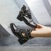 Large Size Rivet Cross Strap Rider Boots Women's Hollow Cool Boots Women's Fashion Motorcycle Cowboy Ankle Boots_vogvips.com