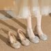Elegant Rhinestone Bowknot Platform Heels - Comfortable Wedding & Bridesmaid Shoes With Adjustable Straps, Available In Silver & Champagne Gold_vogvips.com