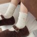 Unisex Embroidered Lace Socks With Heart Pattern, Medium Cuff, Breathable Cotton, Double-Needle Stitching, All-Season Wear_vogvips.com