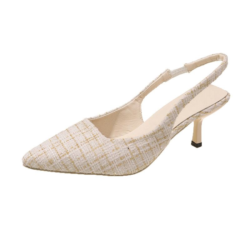 French-style Elegant High-heeled Closed-toe Sandals For Women, 2024 New Summer Model, Stiletto Pointed Toe Slip-on_vogvips.com
