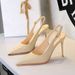 Women's Elegant Pointed-Toe Stiletto Heels With Open Back & Ankle Strap - Chic High Heel Pumps In Leather For Parties & Evening Wear Back Strap Sexy_vogvips.com