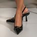 Women's Black Closed-Toe Single Pointed Toe Stiletto Heel Four Seasons Buckle Bride Banquet Party Shoes Height_vogvips.com