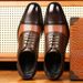 Spring And Autumn New Blok Color Blocked Men's Carved Fashionable Breathable Versatile Business Dress Wedding Leather_vogvips.com