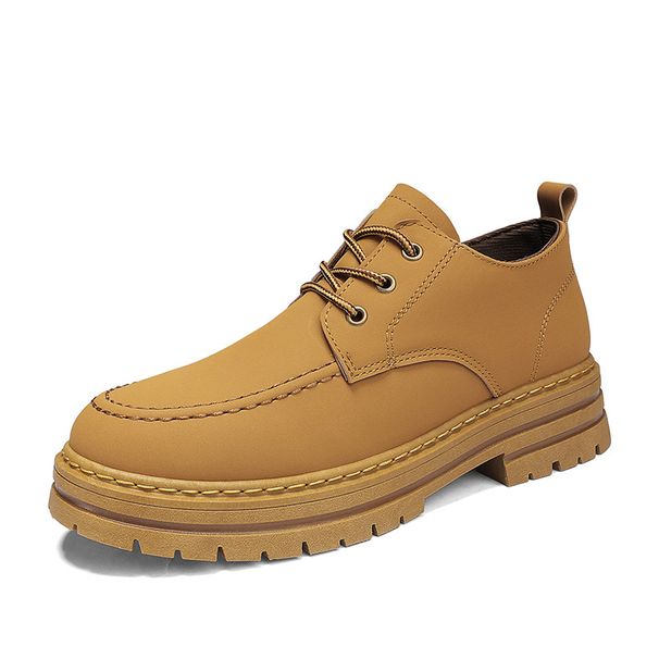 Men's Low-Cut Martin Boots Fashion Casual Lace-Up Chunky Sole Work Boots For Outdoor & Daily Wear_vogvips.com