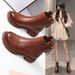 Soft Leather Slim For Women 2024 New Flat Back Zipper Spring Autumn Single Winter Fleece Lined Martin Boots Cotton Shoes_vogvips.com