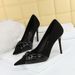 3739-1 Korean Version Fashion Fit, Elegant And Slim Thin Heel, Shallow Mouth, Pointed Bow Tie Single Shoe, Women's High_vogvips.com