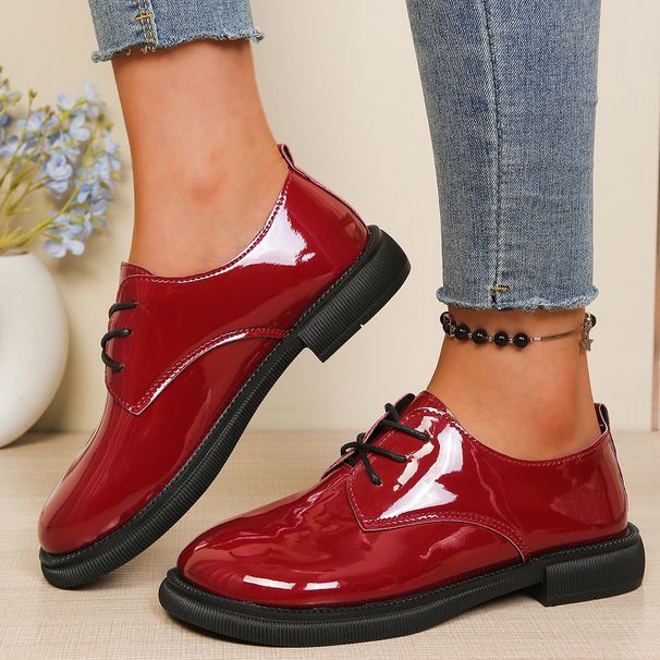 New Women's Lace Up Low Top Shoes British Style Round Toe Retro Plus Size Small Leather Footwear_vogvips.com