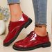 New Women's Lace Up Low Top Shoes British Style Round Toe Retro Plus Size Small Leather Footwear_vogvips.com