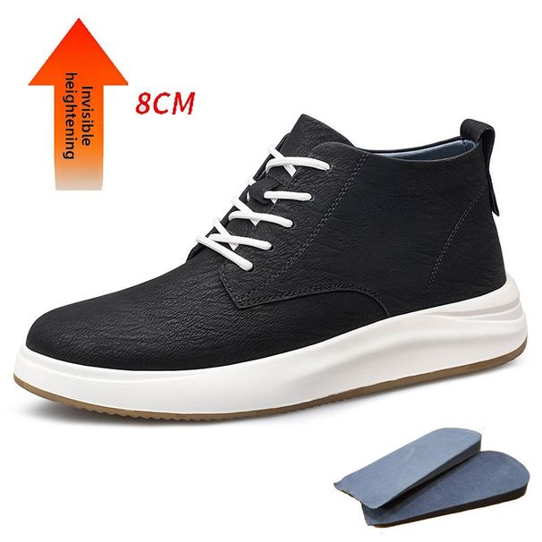 Men's Tooling Shoes Lace-up Leather Retro Handmade Heightening Breathable Sot Leather Sot Sole High-top Casual Board Shoes_vogvips.com