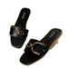 Women's Shoes Women's New Fashion Slippers Classic Temperament With Solid Color Metal Decoration Square Head Flat Sandals_vogvips.com