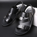 Fashion Comfortable Men's Sandals Solid Color Open Toe Mens Leather Sandals 2023 New Slippers Beach For Male Leather Footwear_vogvips.com