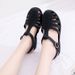 Summer Fashion Candy Color Closed-Toe For Women, Outdoor Plastic Flat With Hollow Out Buckle, Roman Beach Sandals_vogvips.com