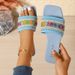 Women's Bohemian Style Flat Slippers Non-Slip Lightweight PU Beach Sandals With Woven Straps Multi-Color Casual Footwear_vogvips.com