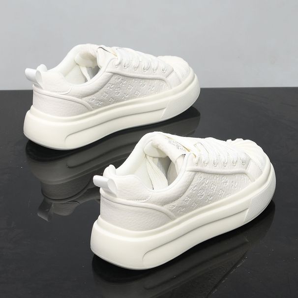 Men's Casual Sneakers Spring Autumn Stylish Versatile Thick Soled Heel Increasing Shell Toe White Sports Shoes_vogvips.com