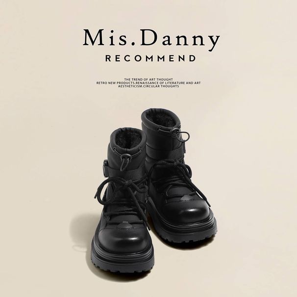 Thick-soled Snow Boots For Women In 2025, New Winter Fleece And Thickened Large Cotton Shoes, Waterproof And Anti-slip Martin Short Boots_vogvips.com