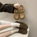 Women's Genuine Leather Birkenstock-Style Sandals - Slip-On Round-Toe Slide Sandals With Thick Rubber Sole, Comfortable Open-Back House Shoes_vogvips.com