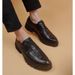 Euro Step Men's Business Casual Leather Crocodile Pattern Trendy Thick-Soled Brogue Carved Platform Height-Increasing Work Shoes_vogvips.com