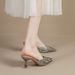 2025 Summer New Rhinestone Mid-Heel Closed-Toe Petite W, Thin Heel Pointed Toe Cross-Border Fashion Half Mules For_vogvips.com