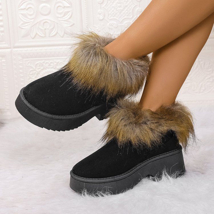 Women's Shoes Winter New Cold Proof Plus Velvet Warm Short Boots Versatile Thick Soled Inner Height Enhancing Frosted Women's Boots_vogvips.com