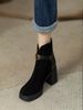 Chunky Ankle Boots For Women 2026 Autumn/Winter New Style Rear Zipper Matte Ankle Boots_vogvips.com