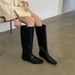 Korean-Style Vintage Burgundy Square-Toed Long For Women, 2026 Autumn And Winter, Wedge Heel, Slimming Straight-Leg_vogvips.com