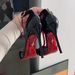 2026 Early Spring New Model Pointed Toe Strap Buckle Red Sole High-heeled Shoes Black Closed-toe Hollow Sexy Stiletto_vogvips.com