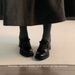 thick Heel Loafers Women's Velvet Warm Small Leather Shoes High Heels Women's_vogvips.com