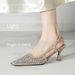 Cameido Ladies Elegant High End Apricot Colored Special Material Mesh Pointed Toe Slim Heel Sandals_vogvips.com