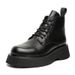 Retro Thick-soled Heightened Medium-help Tooling Boots, Fleece Lace-up Martin Boots_vogvips.com