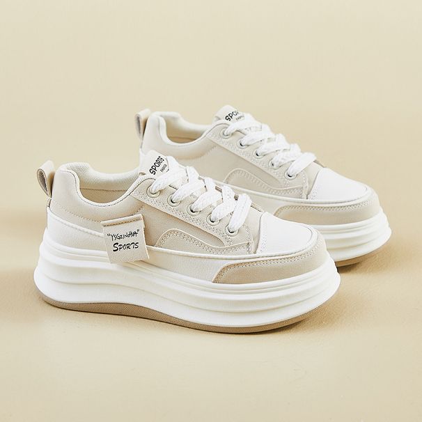 Little White Shoes Female Students Thick-soled Heightening Shoes Sports Board Shoes Casual Street Shoes_vogvips.com