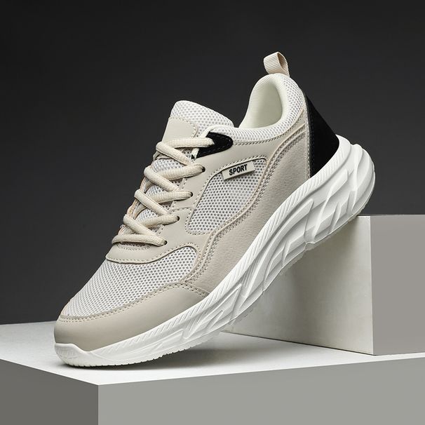Men's Sports Leather Shoes Sneakers Synthetic Mesh Comfortable Slip Resistant Lightweight Footwear Footgear_vogvips.com