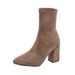 High-heeled Pointed-toe Suede Elastic Boots For Women In 2025--1_vogvips.com