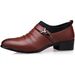 Men's Pointed Toe Slip-On Dress Shoes - PU Leather Formal Office Shoes With Rubber Sole, Low Cut Business Shoes For Men (Black, Brown, White)_vogvips.com