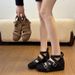 French-style High-heel Shallow-toe Cross-over Mary Jane Women's Shoes, Versatile And Slimming, Suitable For Pairing With Skirts And Sandals._vogvips.com