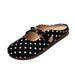 Retro Split-toe Low-heeled Soft Leather Versatile Casual Polka Dot Slip-on 2.5 Cm Wedge Style Open-back Half-toe Shoes_vogvips.com