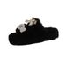 2024 Autumn Winter New Thick-Soled Fleece-Lined Cute Fluffy For Women Cotton Women's One-Strap Slippers_vogvips.com