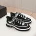 2026 Brand Genuine Leather C Small Fragrance Style Quilted Casual Sneakers For Women New Panda Color Block Thick Sole D_vogvips.com