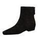 Korean Retro Style Thick Heeled Martin Boots, Small Bare Boots, Back Zipper Suede Square Toe Single Boots, Fashion Short Boots For Women_vogvips.com