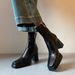 Horse Leather~High Ankle For Women, Autumn And Winter, Petite Waterproof Platform Chunky Heel Genuine Leather_vogvips.com