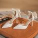 Qianluhui Fairy-style Elegant High Heels With Thin Heel And Pointed Toe, Silk Bow, Pearl Chain, Party Dress Shoes_vogvips.com